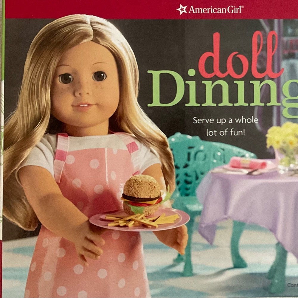 American girl, doll dining box kit with book